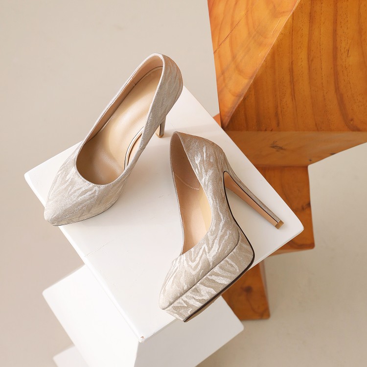 Women's Pointed Toe Stiletto High Heels in Gold or Silver