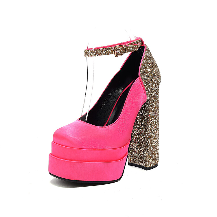 womens-sequin-chunky-high-heel-pumps-square-toe Women's Sequin Chunky High Heel Pumps Square Toe