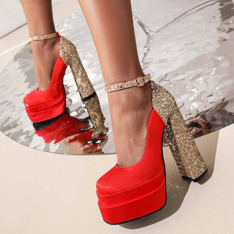 womens-sequin-chunky-high-heel-pumps-square-toe_1 Women's Sequin Chunky High Heel Pumps Square Toe
