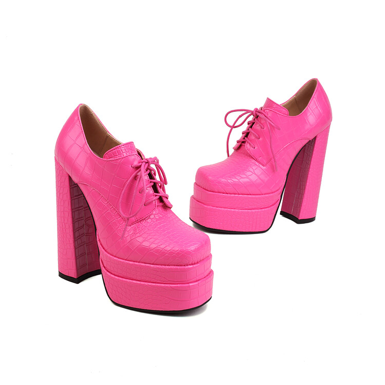 womens-square-toe-chunky-heel-platform-pumps-with-cross-strap Women's Square Toe Chunky Heel Platform Pumps with Cross Strap